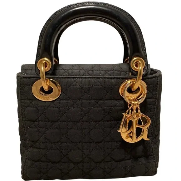 Auth Christian Dior Mini LADY DIOR Black & Gold vintage bag - Picture 5 of 12